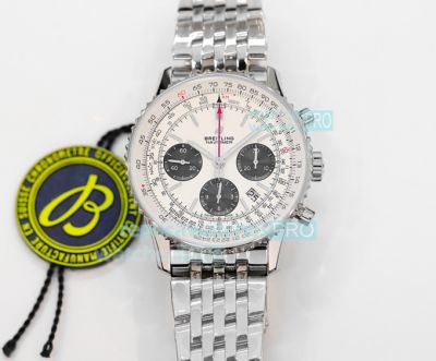 GF Factory Breitling Navitimer Stainless Steel White Chronograph Dial Watch 43MM